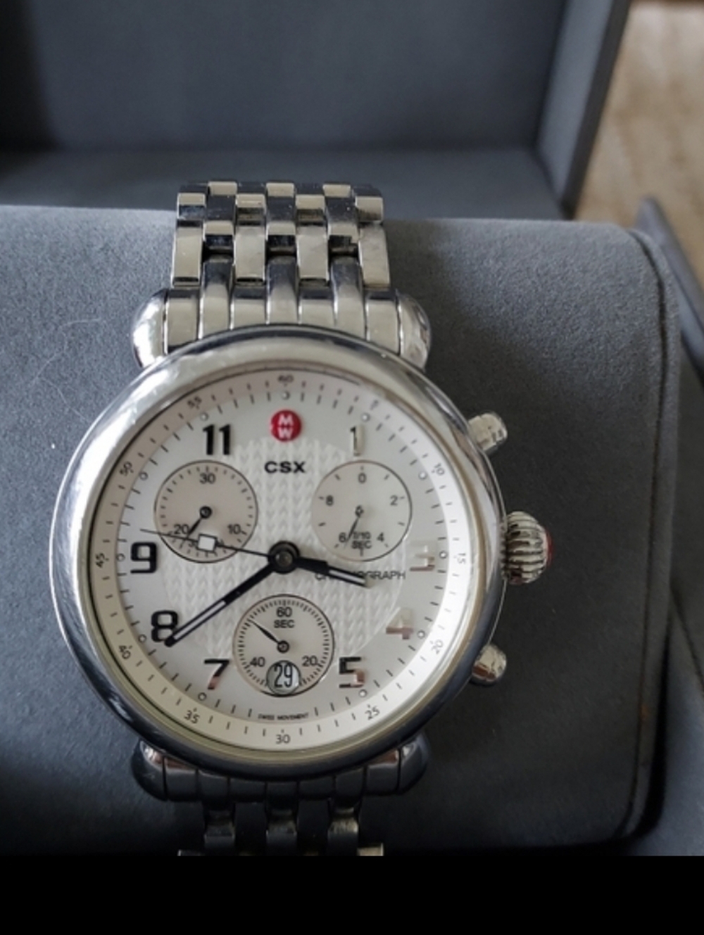 Michele Silver Women Watch Large Face, All Orginal Packaging